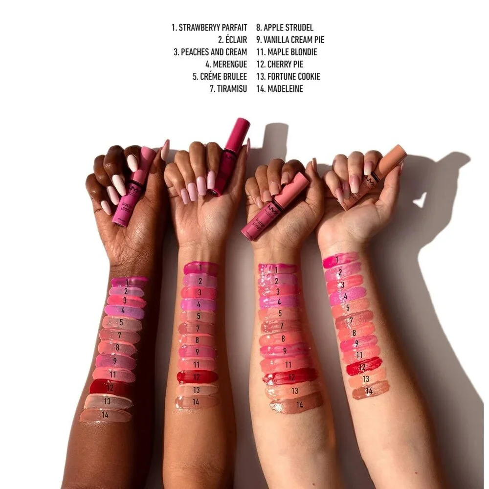 NYX Professional Butter Gloss Lip Trio Set Crème Brûlée Fortune Cookie Madeline